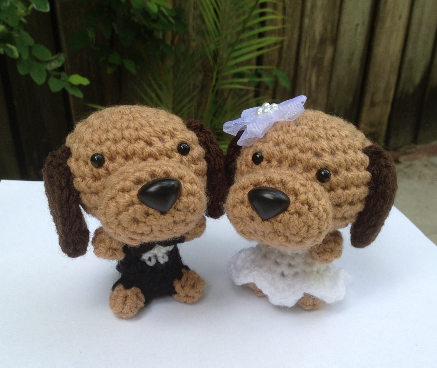 Wedding Gift Bride and Groom Amigurumi Dogs Handmade Crochet Dogs Table Decoration Wedding Dress Tuxedo Choose breeds / Made to Order
