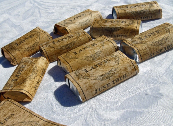 Mini Candy Bar Labels - Rustic Wedding Favors - 100 Labels
