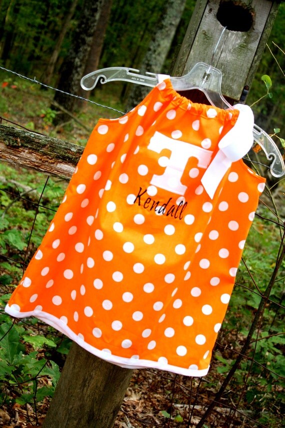 Tennessee Vols Pillowcase Dress w/ Power T applique' and Monogrammed Name