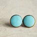 Mint earrings small ear studs texture tiny jewelry - blue mint earrings, sky blue earrings, gifts idea for her for girl  - made to order