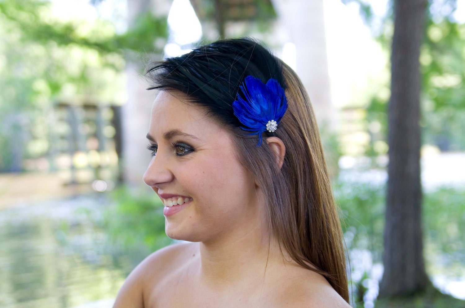 Hair Fascinator, Royal Blue feather fascinator, fall headband, Vintage fascinator, chic fascinator