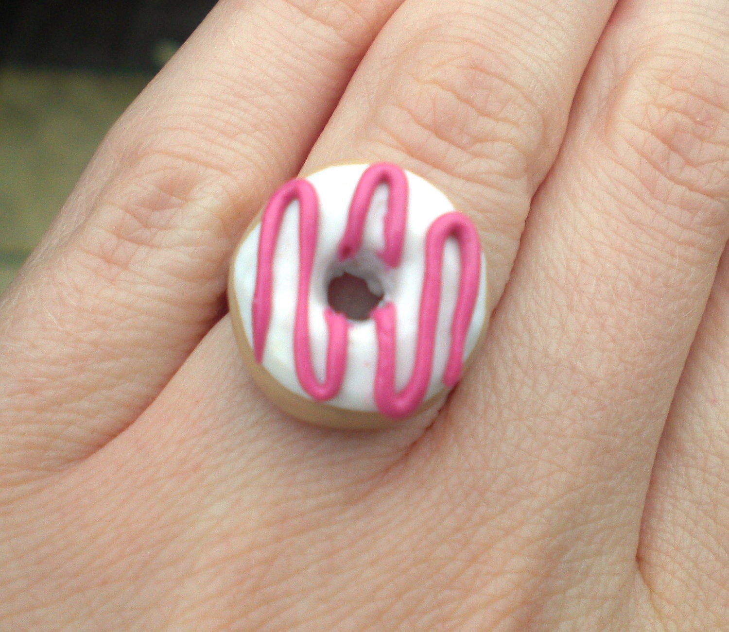 Small Doughnut Ring With Pink Icing