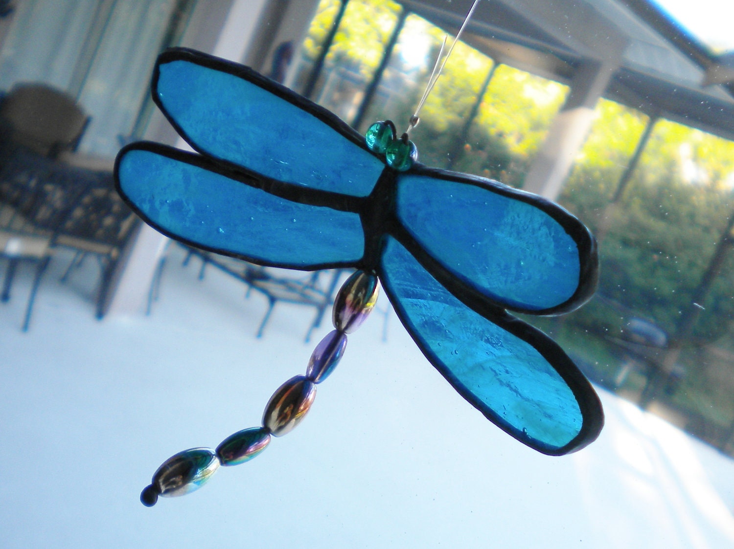 Blue Dragonfly Suncatcher Stained Glass