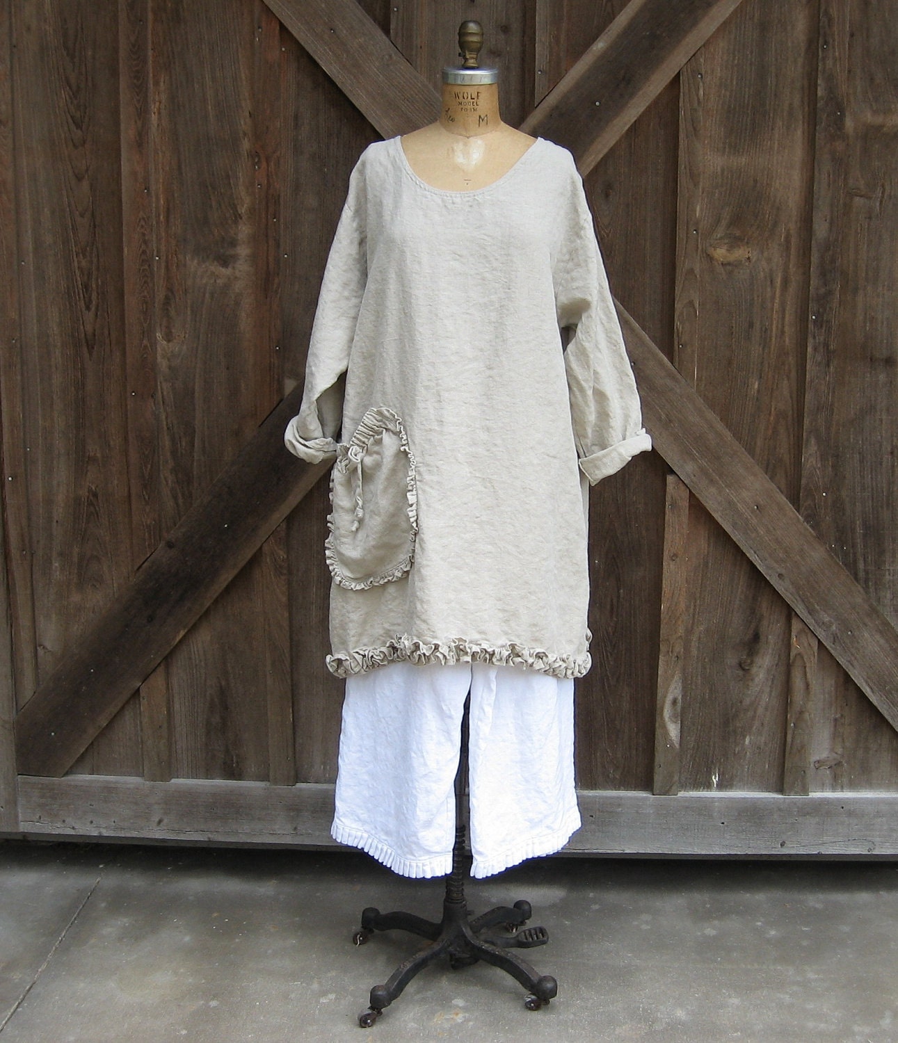 dress tunic washed linen in natural oatmeal