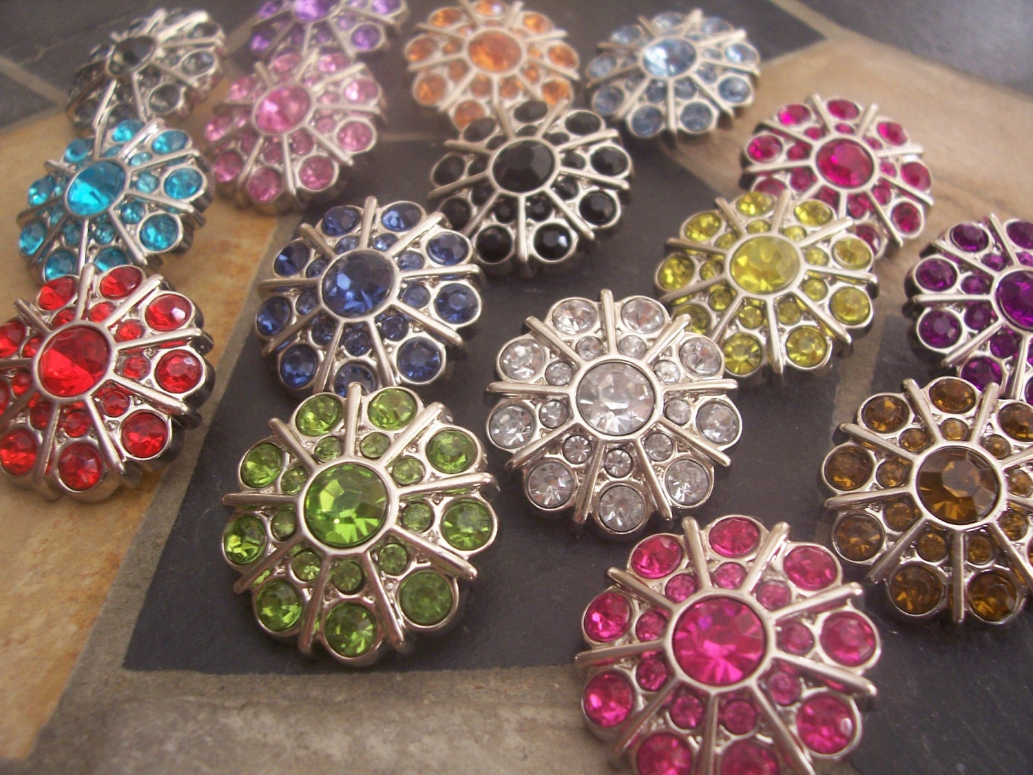 10 Acrylic Rhinestone Buttons for Hair Accessories DIY Silk Flower Embellishments Comb Clip Wedding Accessories