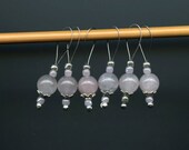 Knitting Stitch Markers Rose Quartz Snag Free Any Size Needles Glass Beads