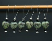 Knitting Stitch Markers Snag Free Semi-Precious Agate Hearts Glass Beads