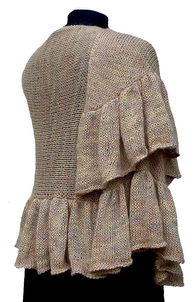 Knitting Pattern, Ruffled Crescent Shawl Knitting Pattern PDF