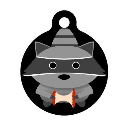 Pet ID Tag - The Thief Raccoon - Pet Tag - Dog Tag - Cat Tag - Luggage Tag - Child Id Tag