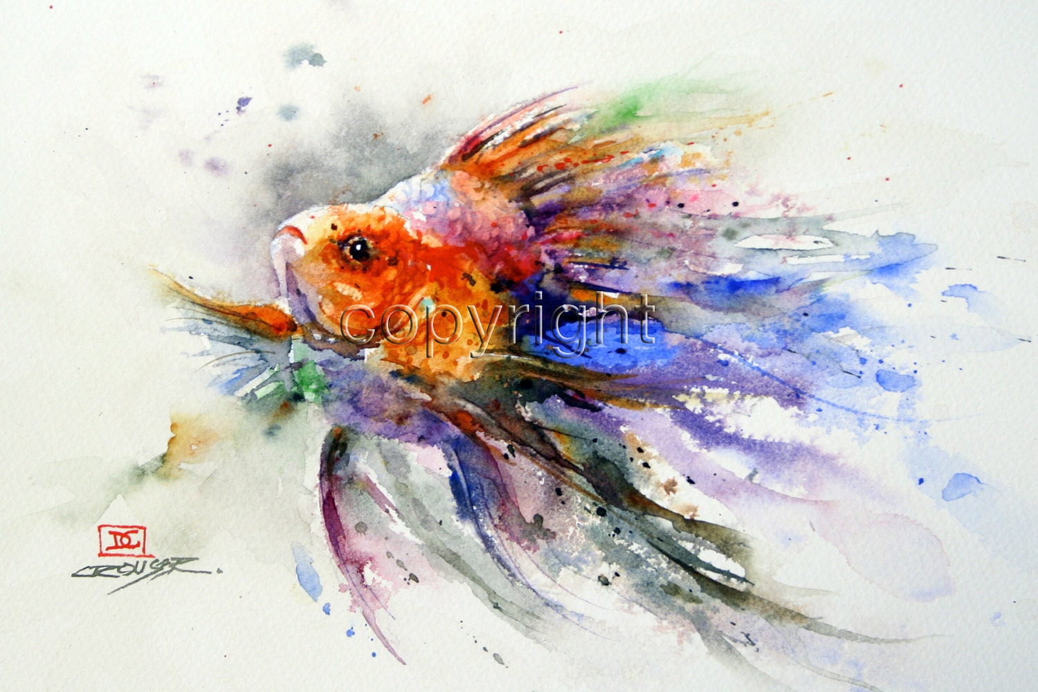 GOLDFISH Watercolor Print by Dean Crouser