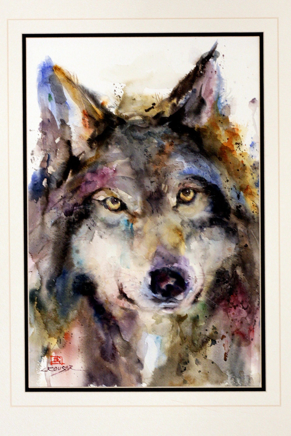 WOLF Original Watercolor Painting By Dean Crouser