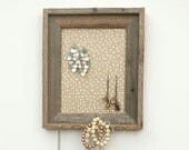 Dirty Blonde Polka Dot Barnwood Jewelry Holder - Tan and White 8 x 10