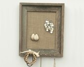One Legged Race Barnwood Jewelry Holder - Burlap - 8 x 10