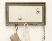 Barnwood Jewelry Holder with Brown Knobs - White - 10 x 20