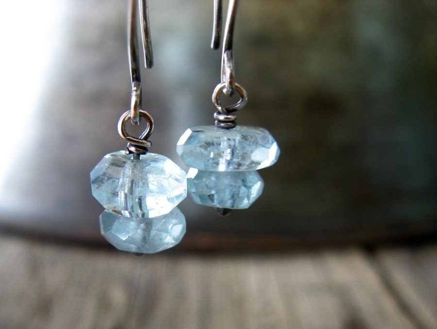 Aquamarine ice earrings with sterling silver