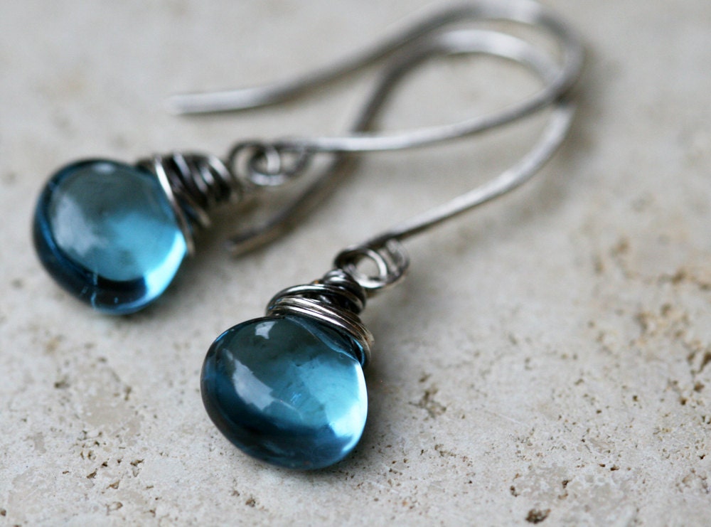 London blue topaz earrings - sterling silver