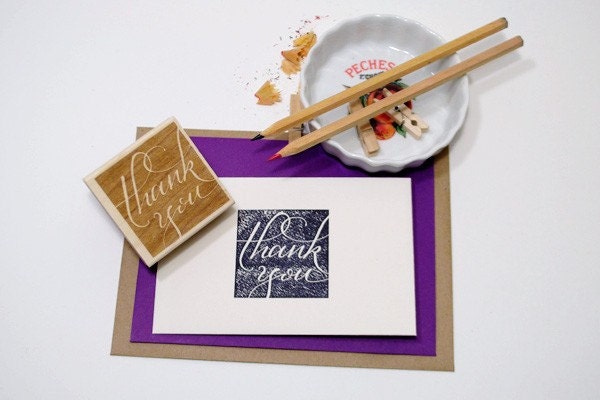 thank you squared rubber stamp block