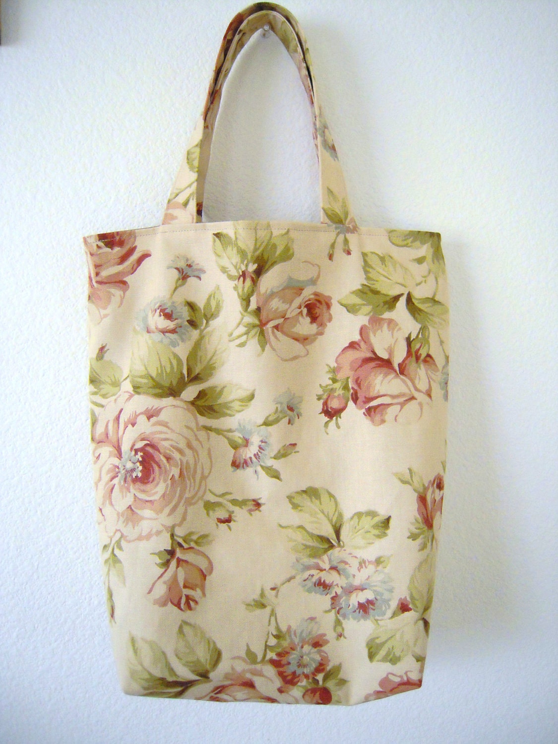 Tote Bag-Flower On Beige