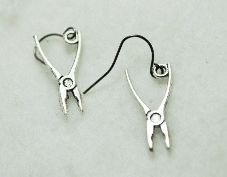 Pliers Tools Earrings in Silver