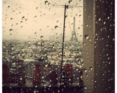 Morning rain... -  Eiffel tower, Paris Photography, rainy day, Winter -  8x8 Original Fine Art Photograph