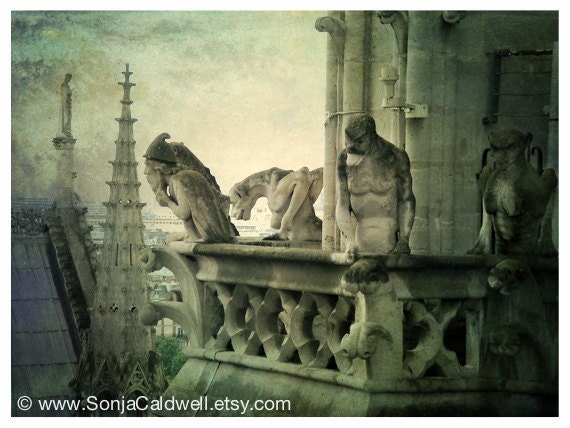 Gargoyle photography, Notre Dame, Paris, Wizard, monster, Halloween decor,  France - 9" x 12" Original Fine Art Photography