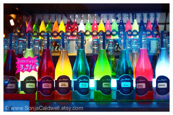 Rainbow Bottles - photograph, colorful fancy French lemonades - 8x12 Original Fine Art Photograph
