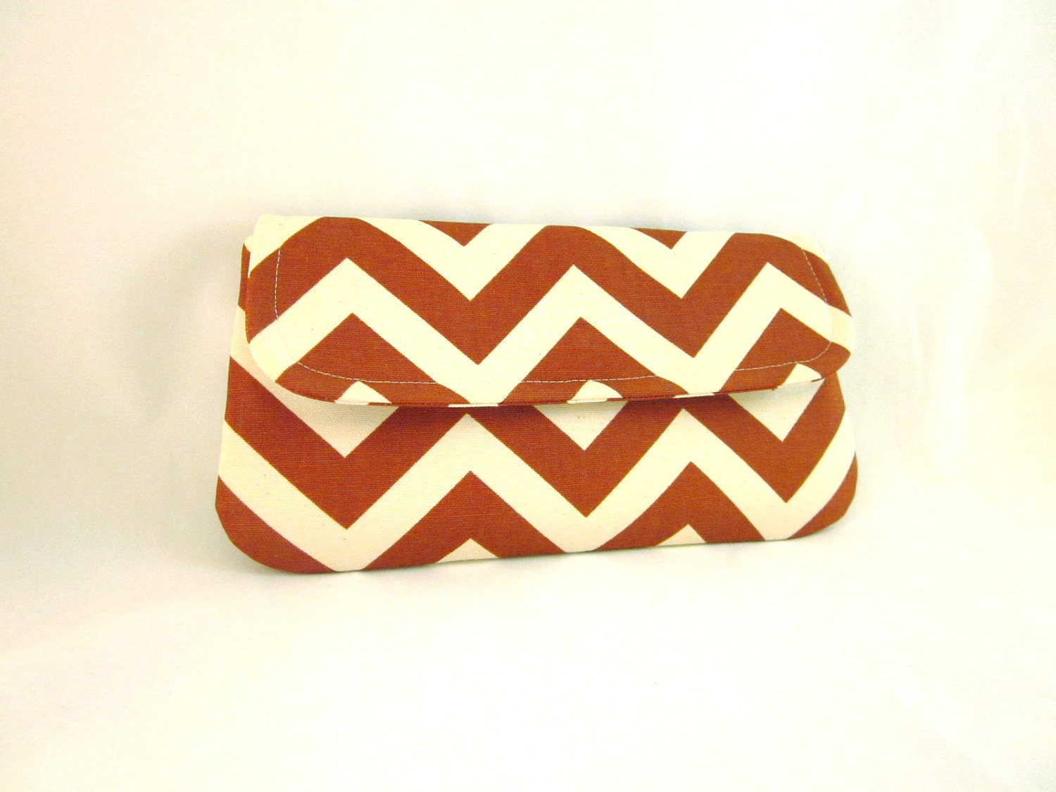 Orange and Cream Chevron Clutch by waterpath