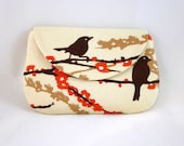 Red Brown Bird Small Clutch by waterpath