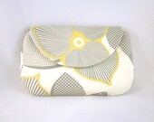 Gray Yellow Floral Small Clutch by waterpath