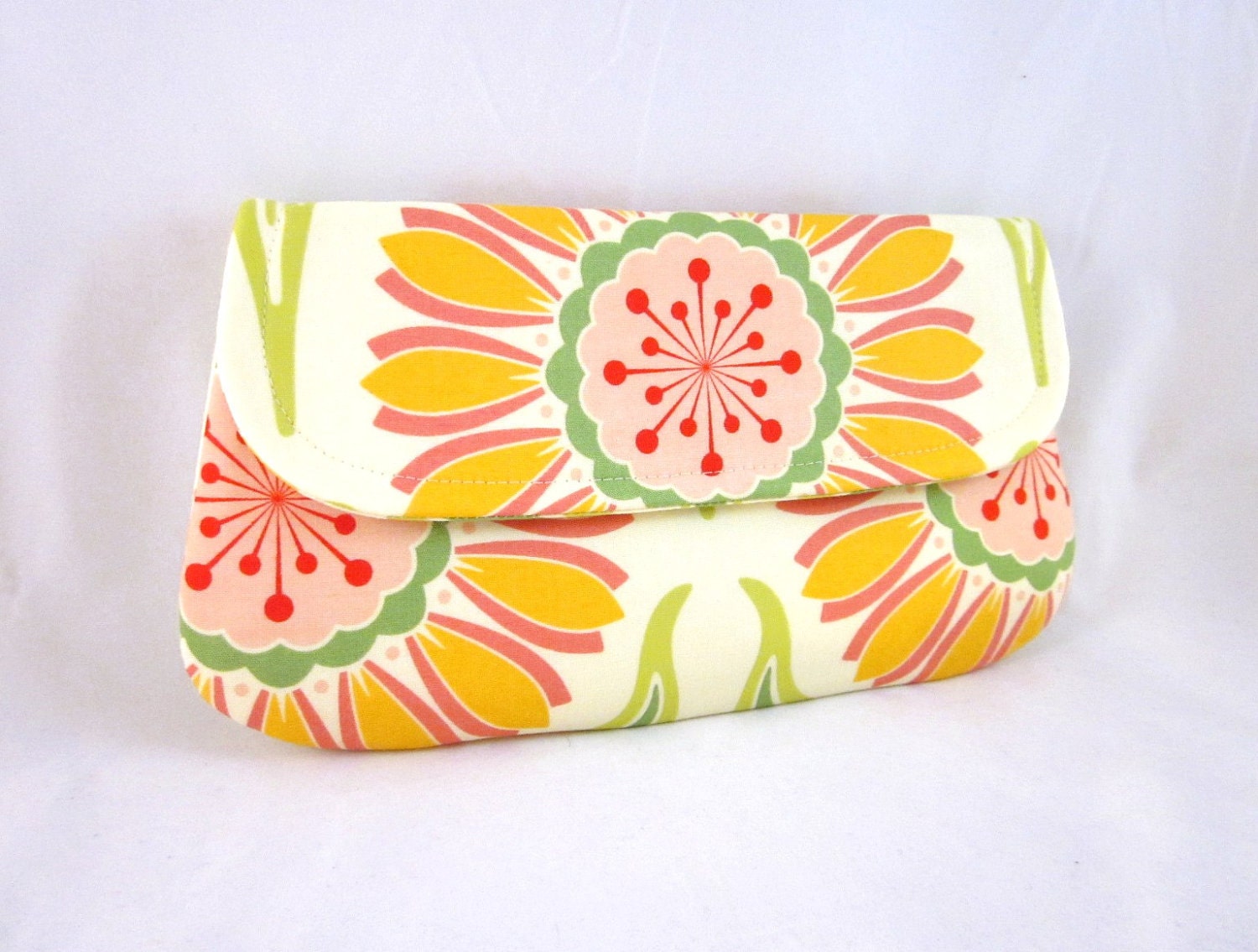 Coral Yellow Daisy Clutch by waterpath