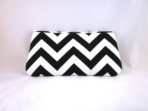 Black and White Chevron Clutch by waterpath