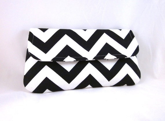 Black and White Chevron Clutch by waterpath
