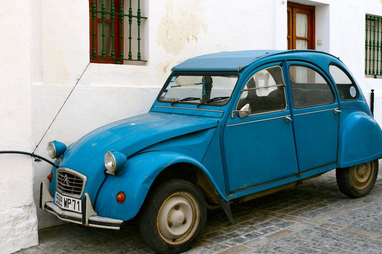 Car Photo - Citroen Ugly Duck - Blue Car in Portugal - Portuguese - European Home Decor - Blue Photo - Unisex - Art for Men