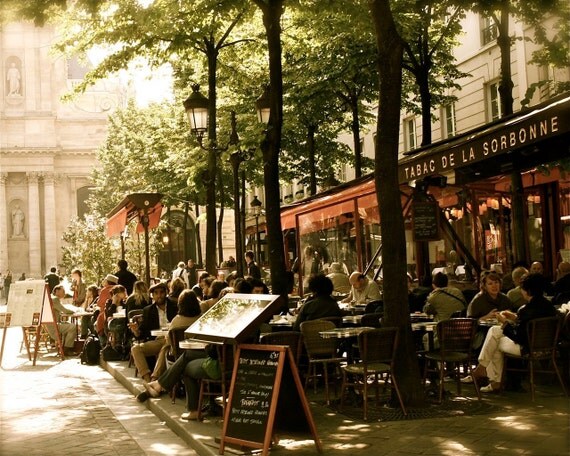 Paris Photograph - Tabac de la Sorbonne - Paris Photography - French Cafe - Parisian Home Decor - Fine Art - Cafe Print - 8 x 10 Photo