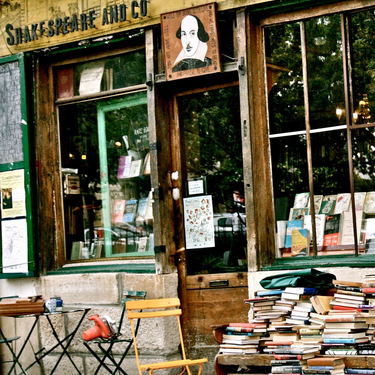 Paris Photo - Shakespeare and Company - Book Store in Paris Decor - Back to School - Art Print - Green Brown Yellow - France - Wall Art