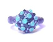 Glass Ring in Purple and Aqua - Size 6