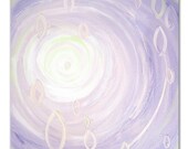 original abstract painting - acrylic on canvas 18" x 18" - lavender - yoga sanskrit