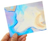 DUSK folded note card - greeting card - stationery - blue clouds sky - moon - contemporary fine art