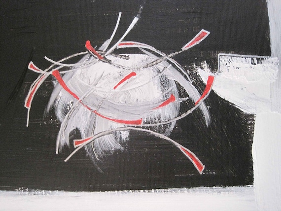 SALE - BULL FiGHT original abstract modern painting - gallery fine art - contemporary interior design - ooak home wall decor - black white