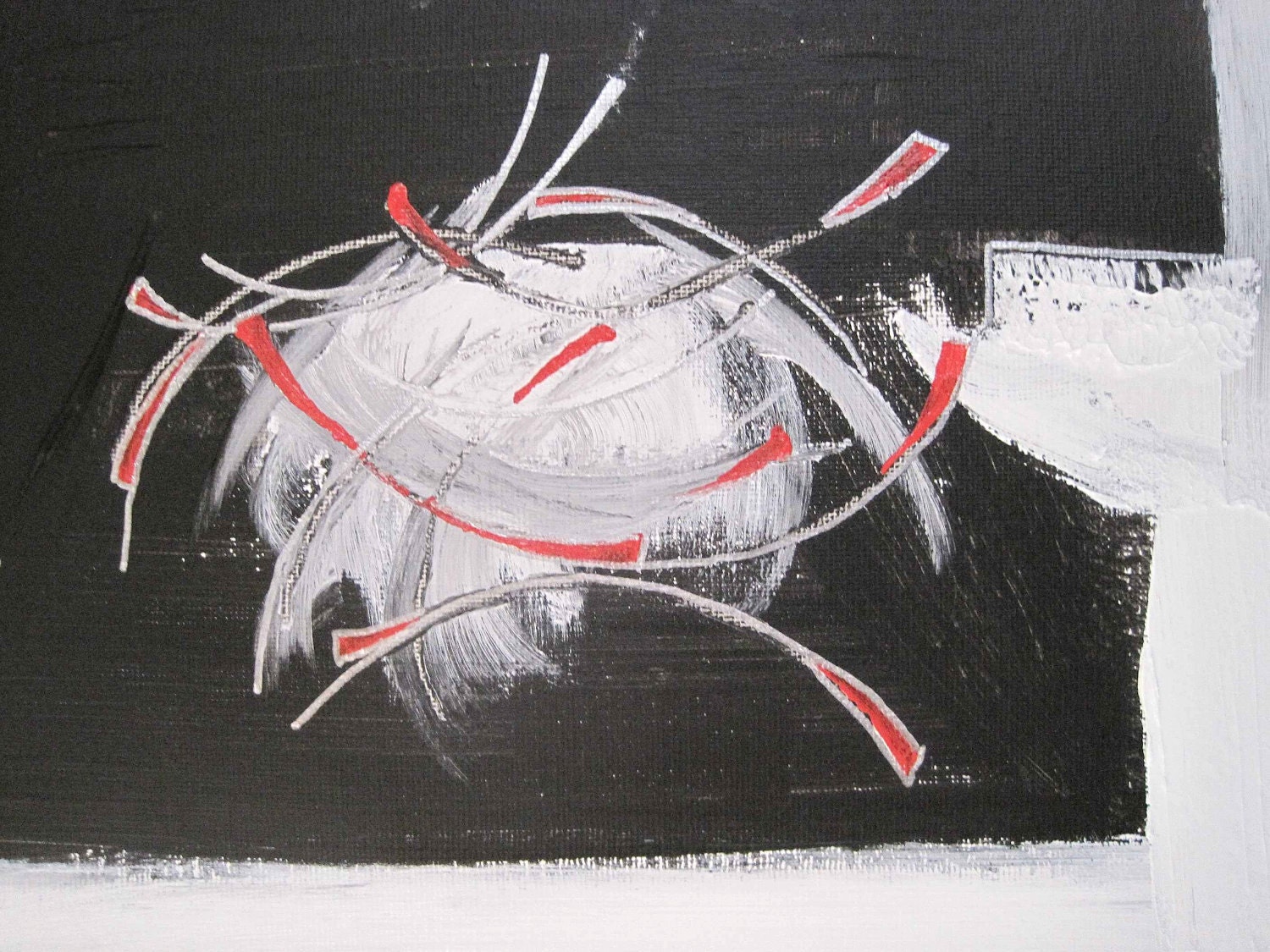 SALE - BULL FiGHT original abstract modern painting - gallery fine art - contemporary interior design - ooak home wall decor - black white