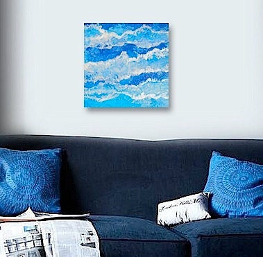 SiLVER LiNiNGS original abstract modern painting - gallery fine art original - contemporary interior design - ooak home wall decor