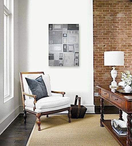 SALE - original painting - gallery fine art - contemporary interior design - ooak home wall decor - silver squares