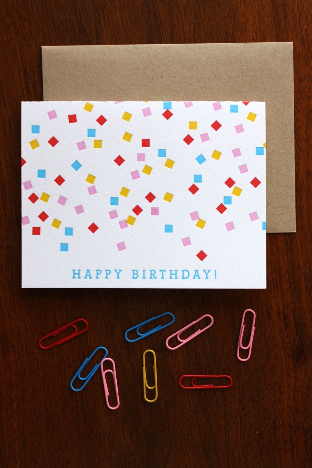 Happy Birthday Card - Rainbow Confetti - Letterpress