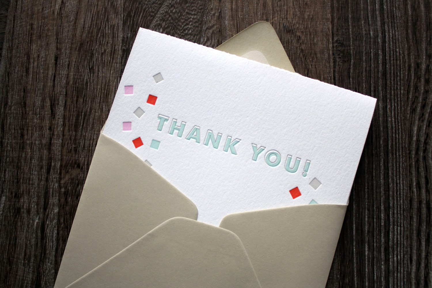 Box Set Letterpress Thank You Card - Confetti