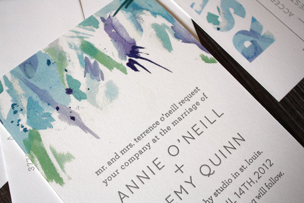 Watercolor - Wedding Invitation Suite - Letterpress