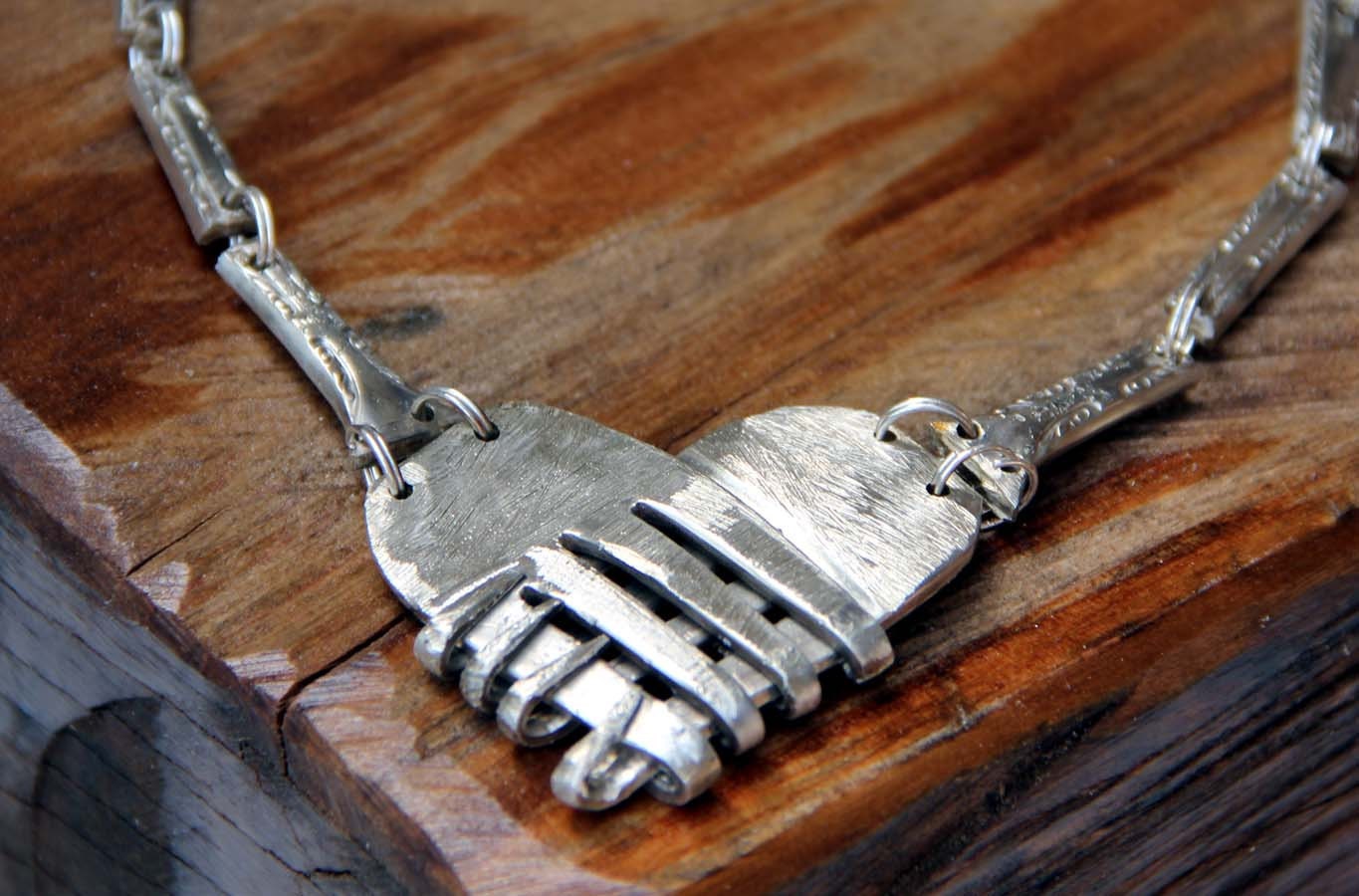 Tangled heart fork necklace