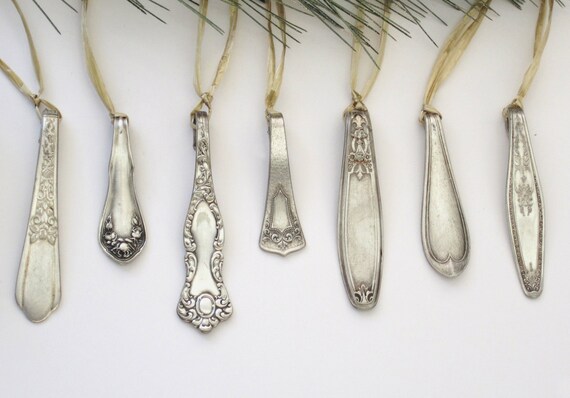 1800's silver spoon ornaments set of 10