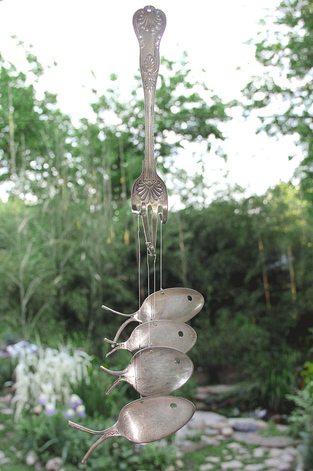 SALE 1800's Silver spoon fish wind chimes