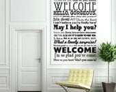 Vinyl Wall Decal Sticker Art - Hi Come on In Welcome - Funky Foyer Mural