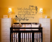 Vinyl Wall Decal Sticker Art - With a Butterfly Kiss and a Ladybug Hug - Nursey Mural